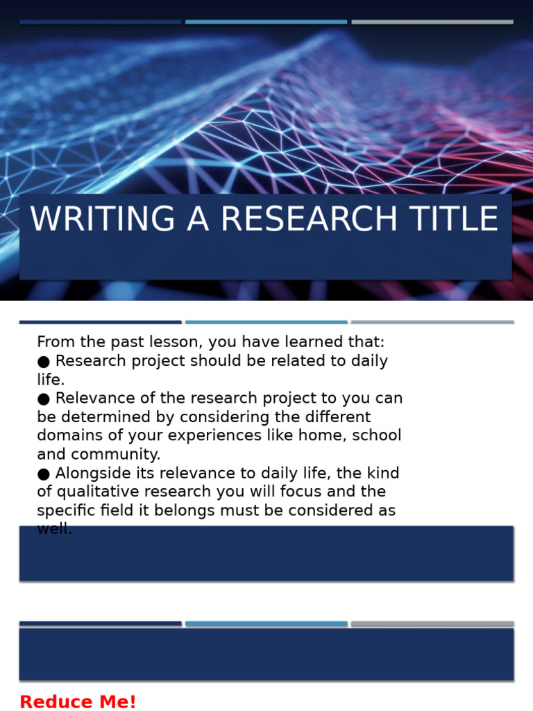 Guidelines for Writing Research Titles | PDF | Cognition | Career & Growth