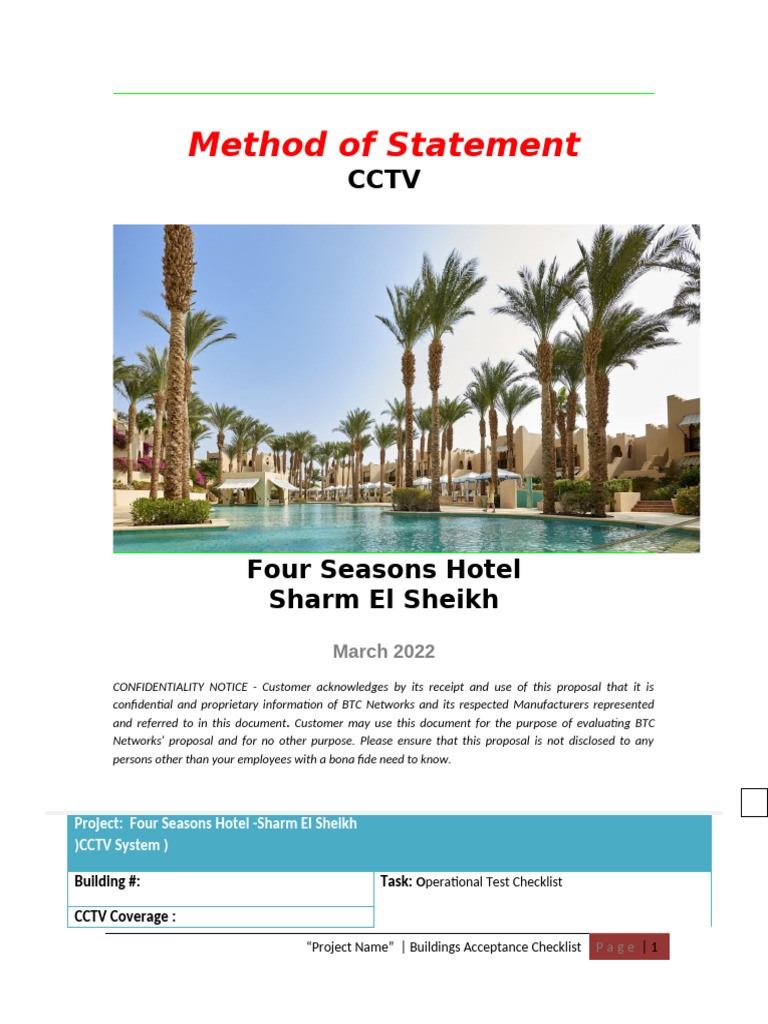 Method of Statment CCTV System Template | PDF