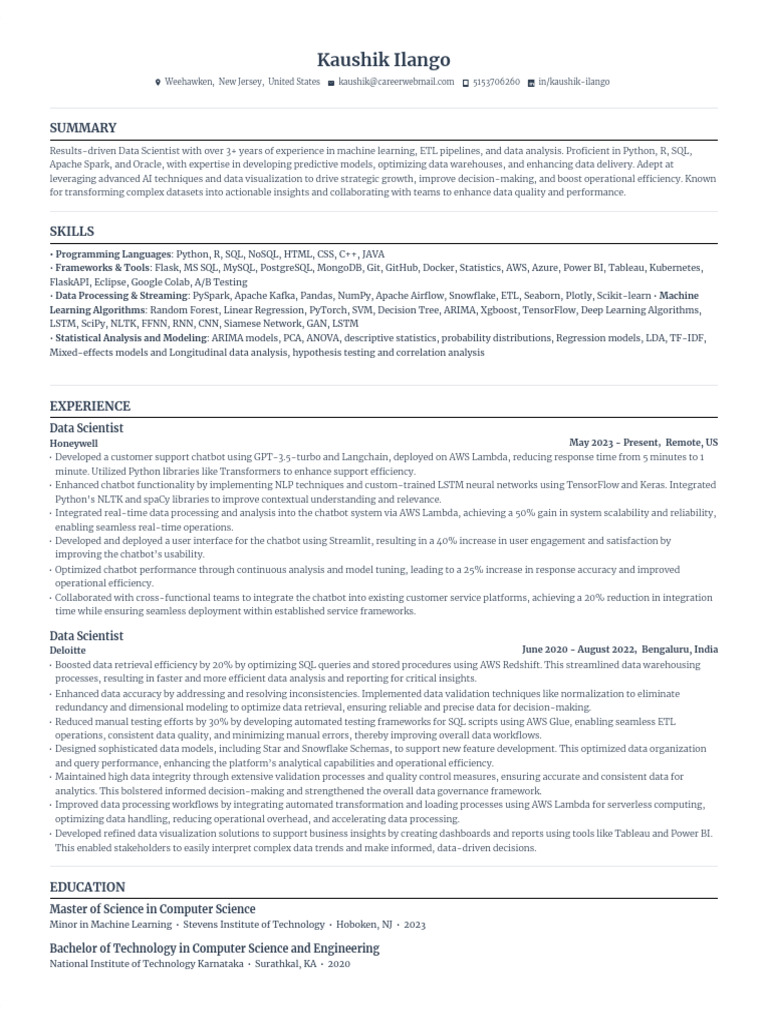 Data Scientist's Professional Profile | PDF | Machine Learning ...