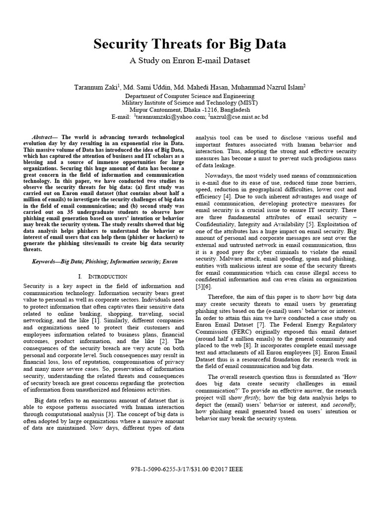Cyber Security For Big Data Challenges | PDF