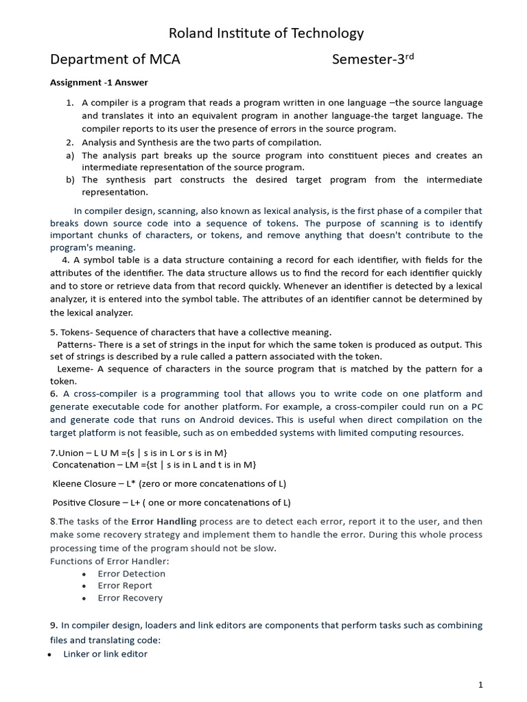 Assignment 1 Answer | PDF | Computers