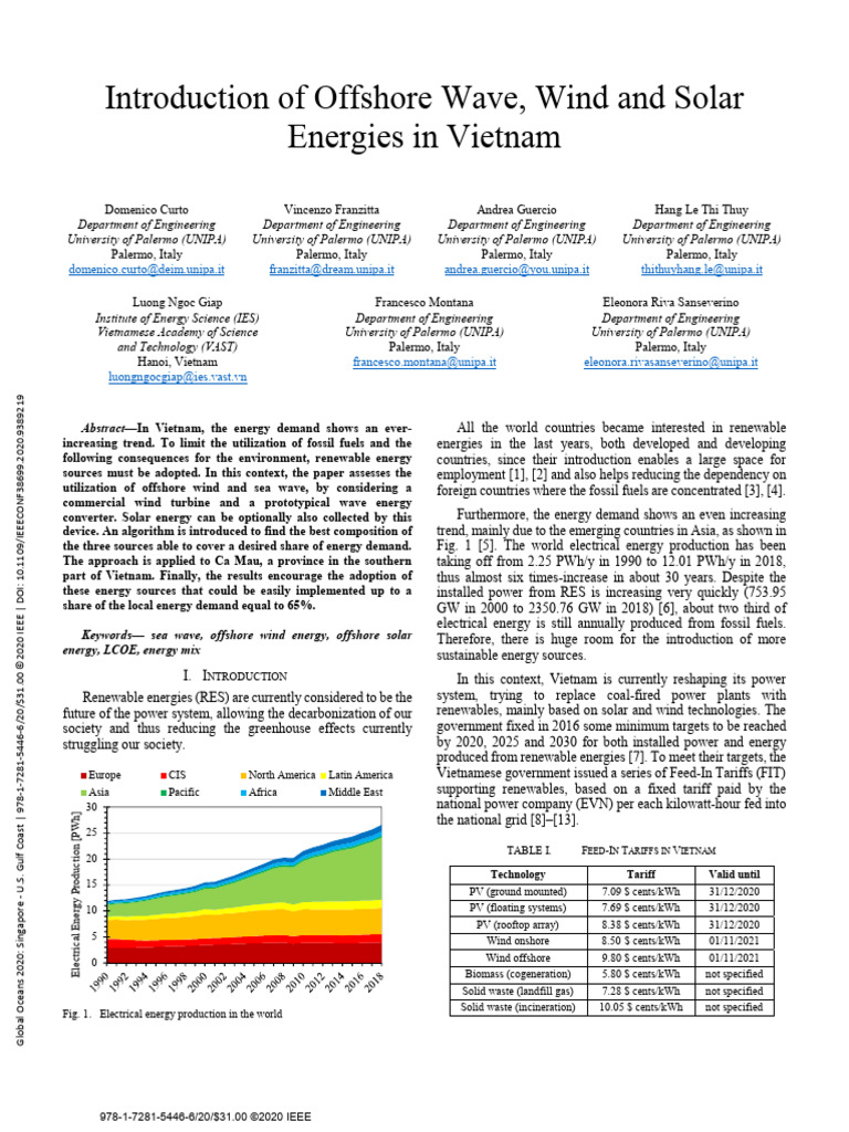 Offshore Renewable Energy in Vietnam | PDF | Photovoltaics | Wind Power