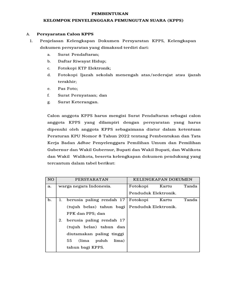 Persyaratan KPPS | PDF | Indonesia