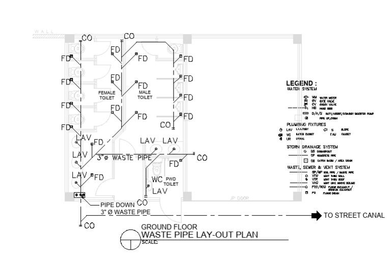 Waste Pipe Lay-Out Plan: Legend | PDF