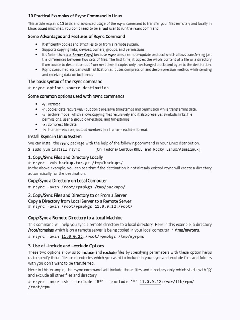 10 Practical Examples of Rsync Command in Linux | PDF