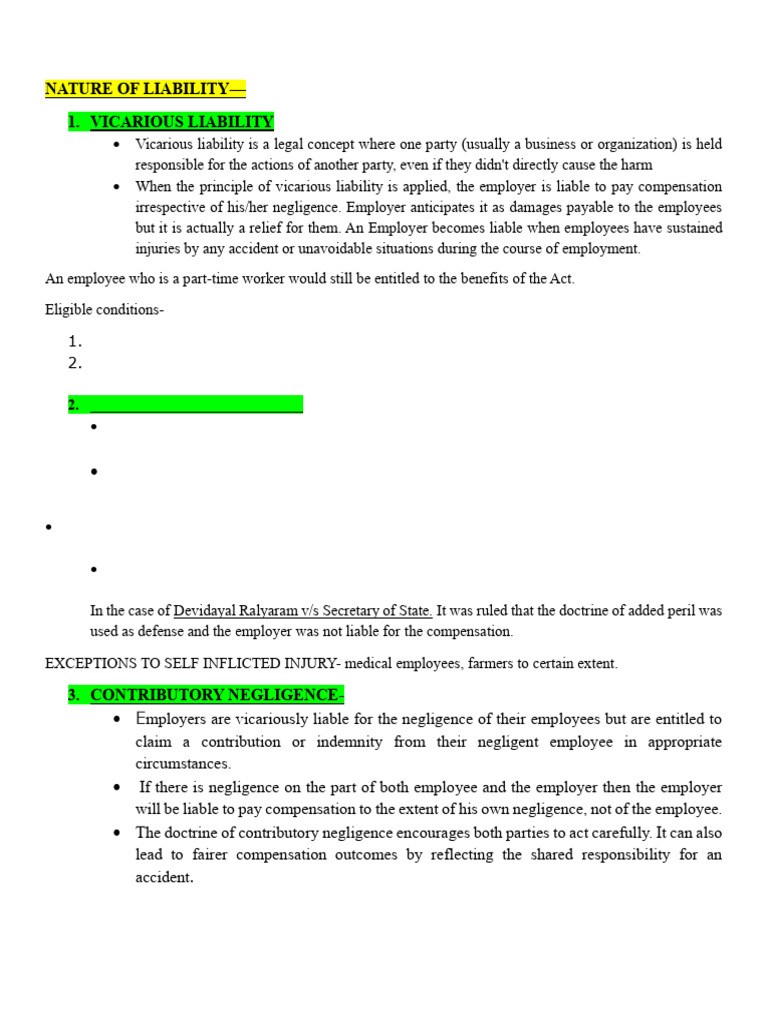 Labour Law Unit 4 Notes | PDF | Legal Liability | Employment