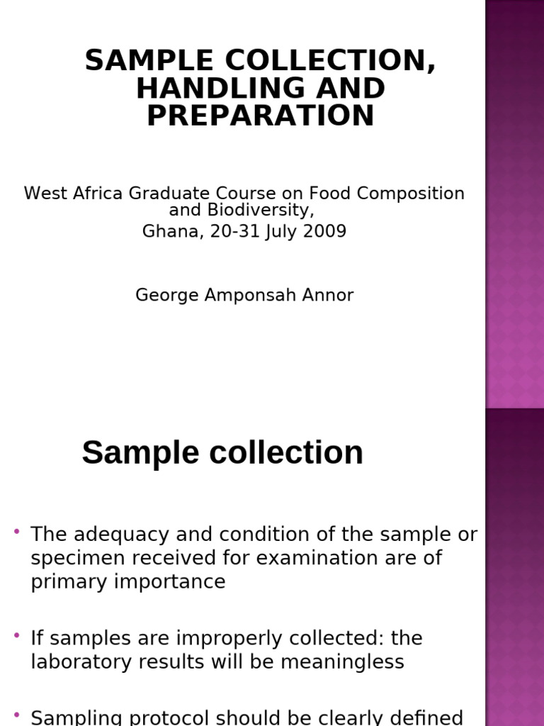 Sample Collection Handling and Peparation George | PDF
