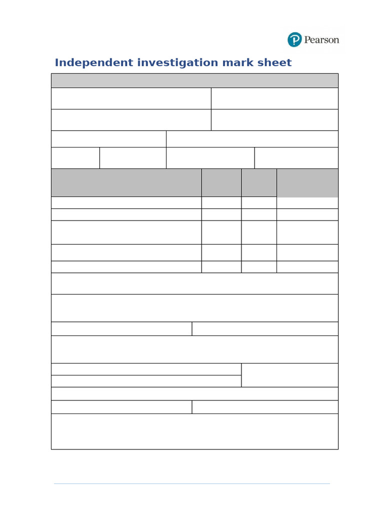 Param Kaboh - Independent Investigation Mark Sheet | PDF