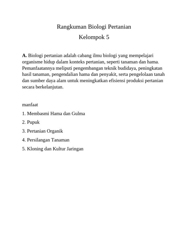 Rangkuman Biologi Pertanian | PDF