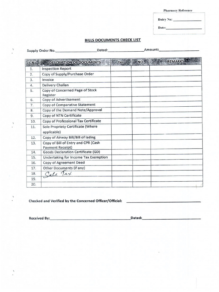 Checklist for Bills | PDF