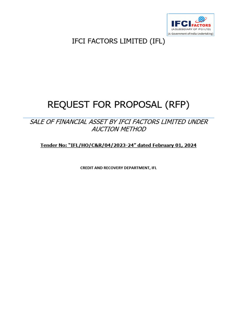 RFP Tender No Ifl Ho Candr 04 Core 2023 24 Dated February 01 2024 | PDF