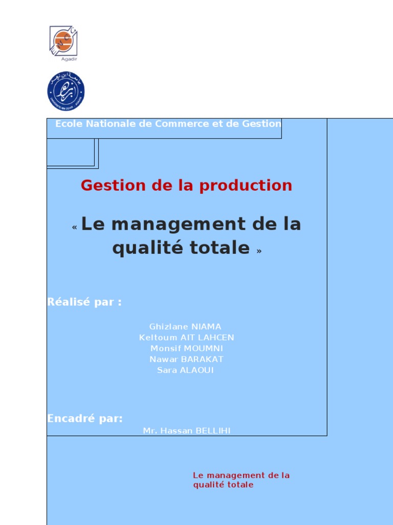 Management de la qualité totale en entreprise | PDF | Management de la ...