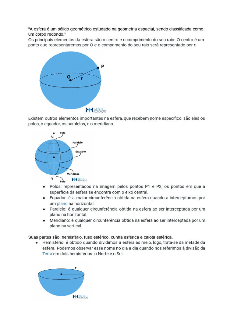 Trabalho de Matematica Esfera | PDF, image size:768x1024