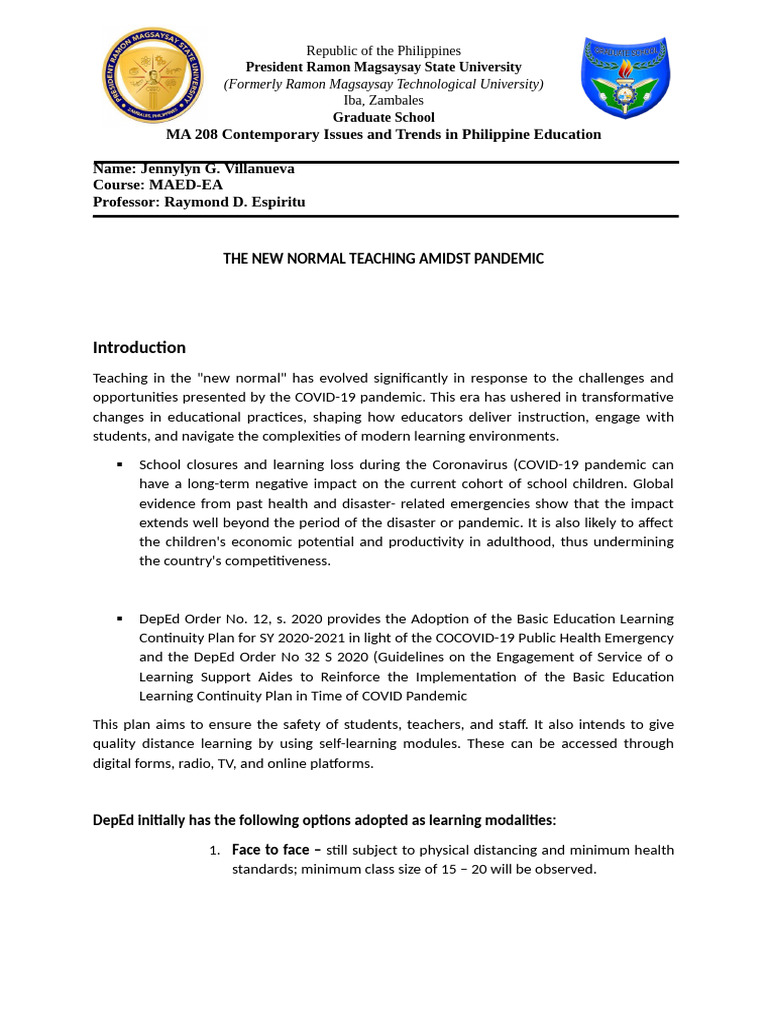 New Normal Teching Amidst Pandemic | PDF | Teachers | Distance Education