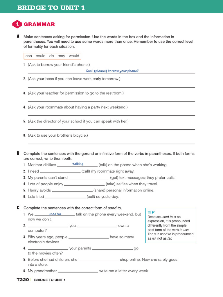 Bridge To Unit 1 | PDF