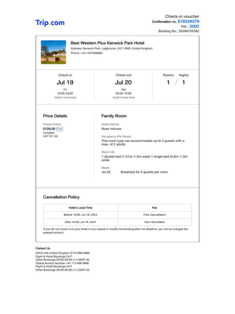 Check-In Voucher | PDF