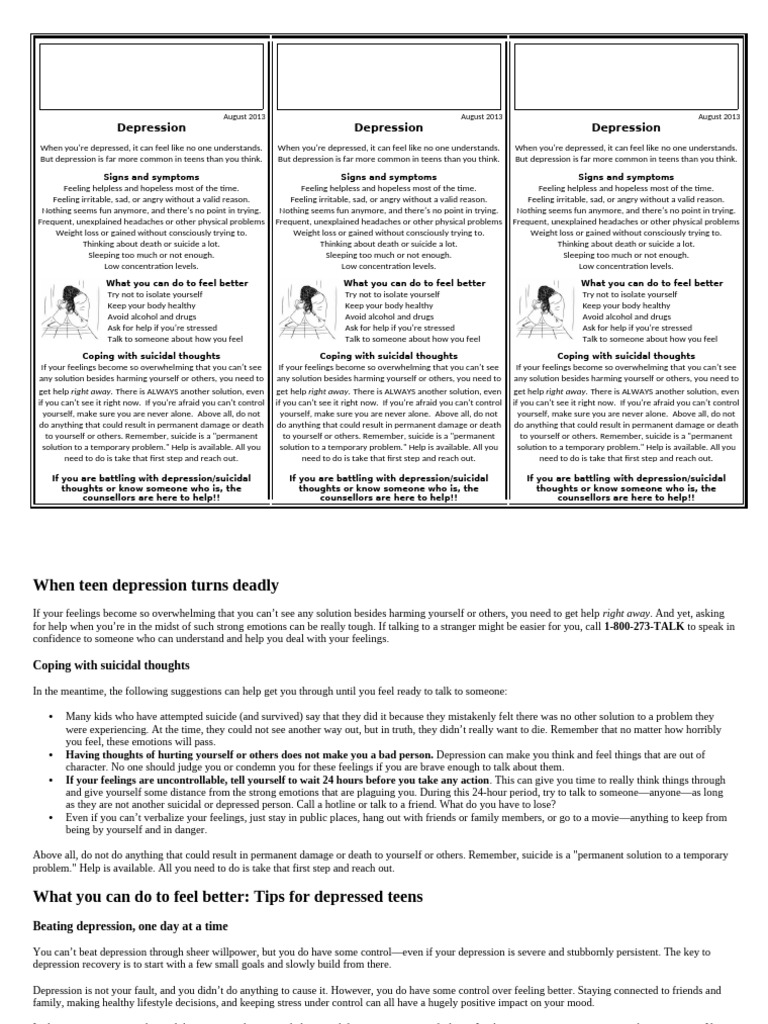 August - Depression + Suicide | PDF