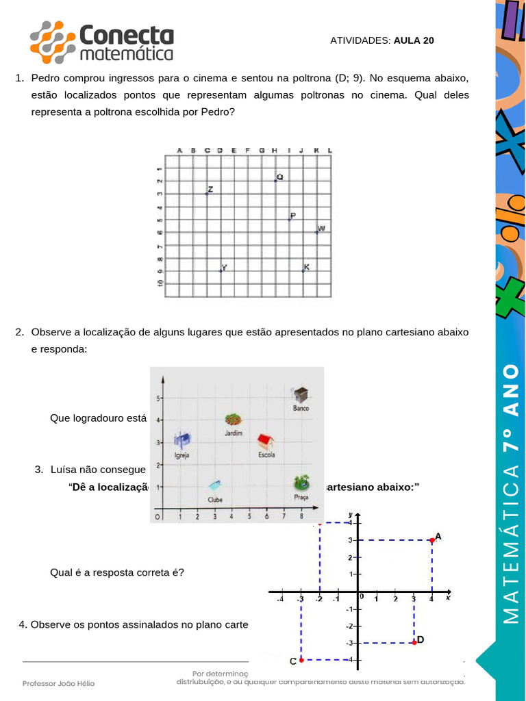 ATIVIDADE 020 - Plano Cartesiano | PDF