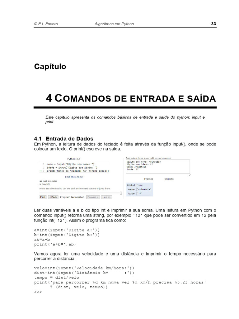 Modulo 4 - Comandos de Entrada e Saida | PDF