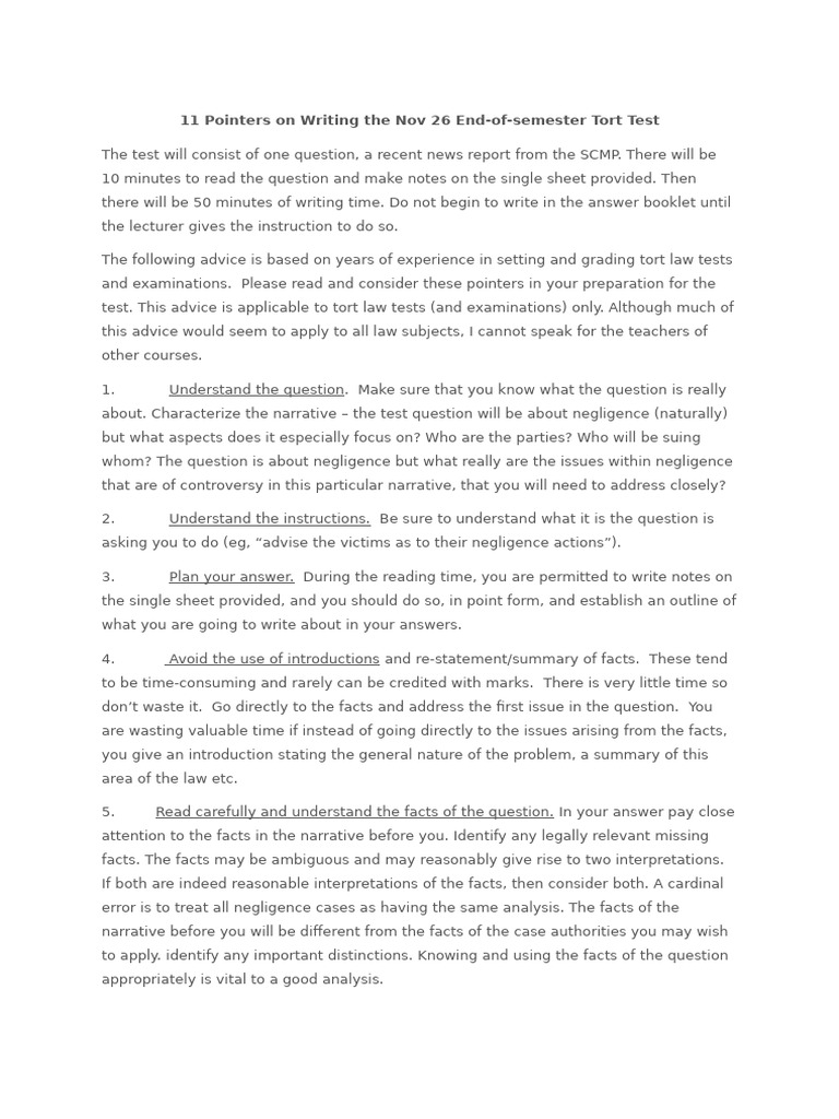 11 Pointers On Writing The Nov 26 Test | PDF
