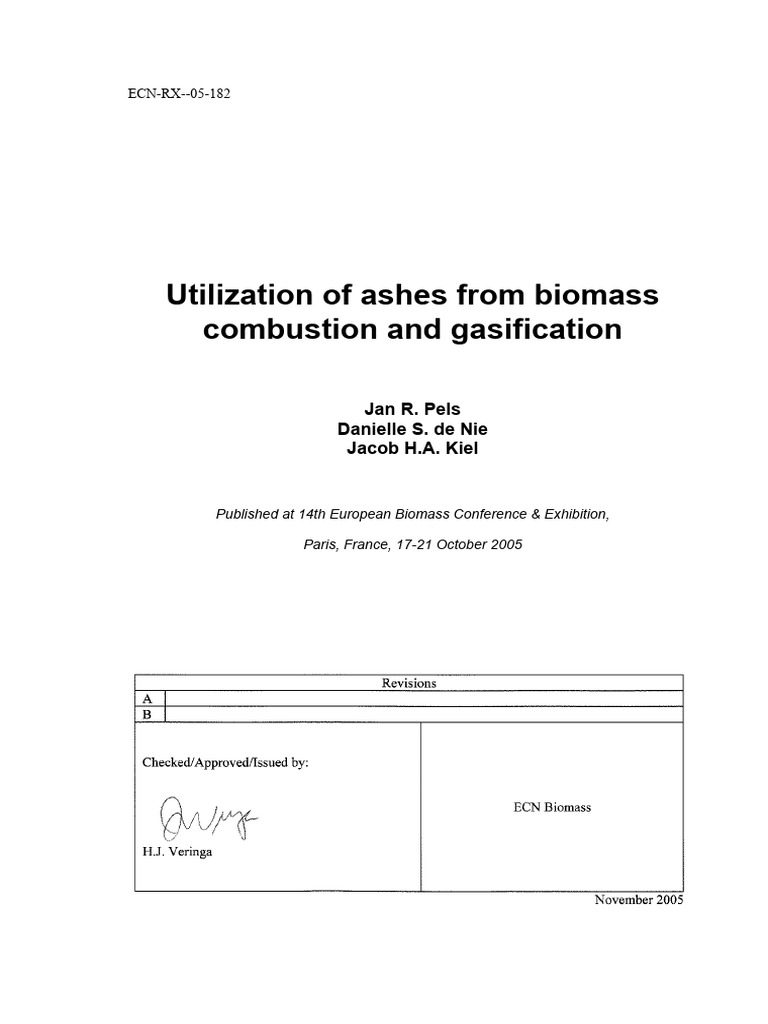 Utilization of Ashes From Biomass Combustion and Gasification | PDF
