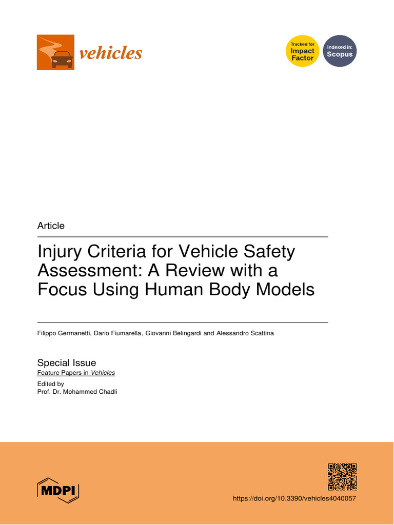 Injury Criteria For Vehicle Safety Assessment - A Review With A Focus ...