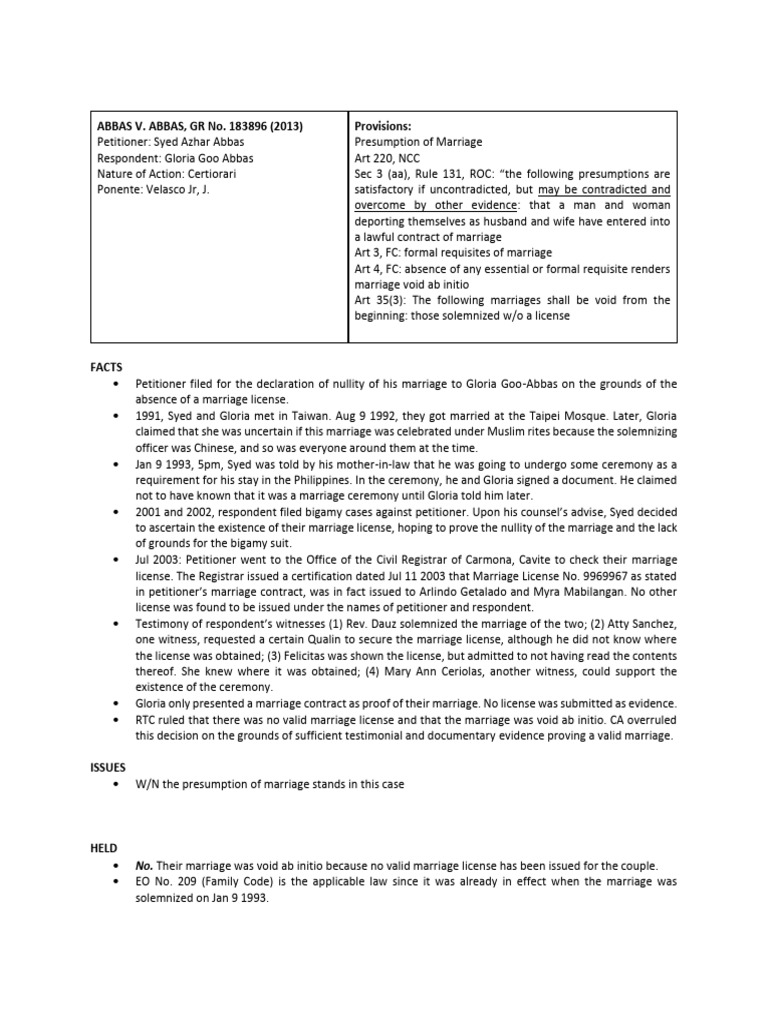 Abbas V Abbas Digest - Compress | PDF