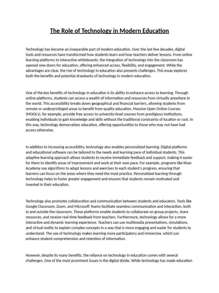 10 IMPORTANCE OF TECHNOLOGY IN EDUCATION ESSAY PDF visual data 8