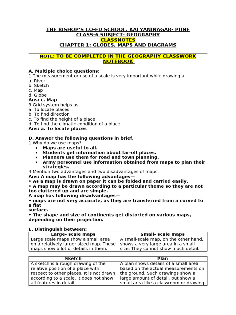 Class 6 Geography: Maps & Globes | PDF | Map | Earth Sciences