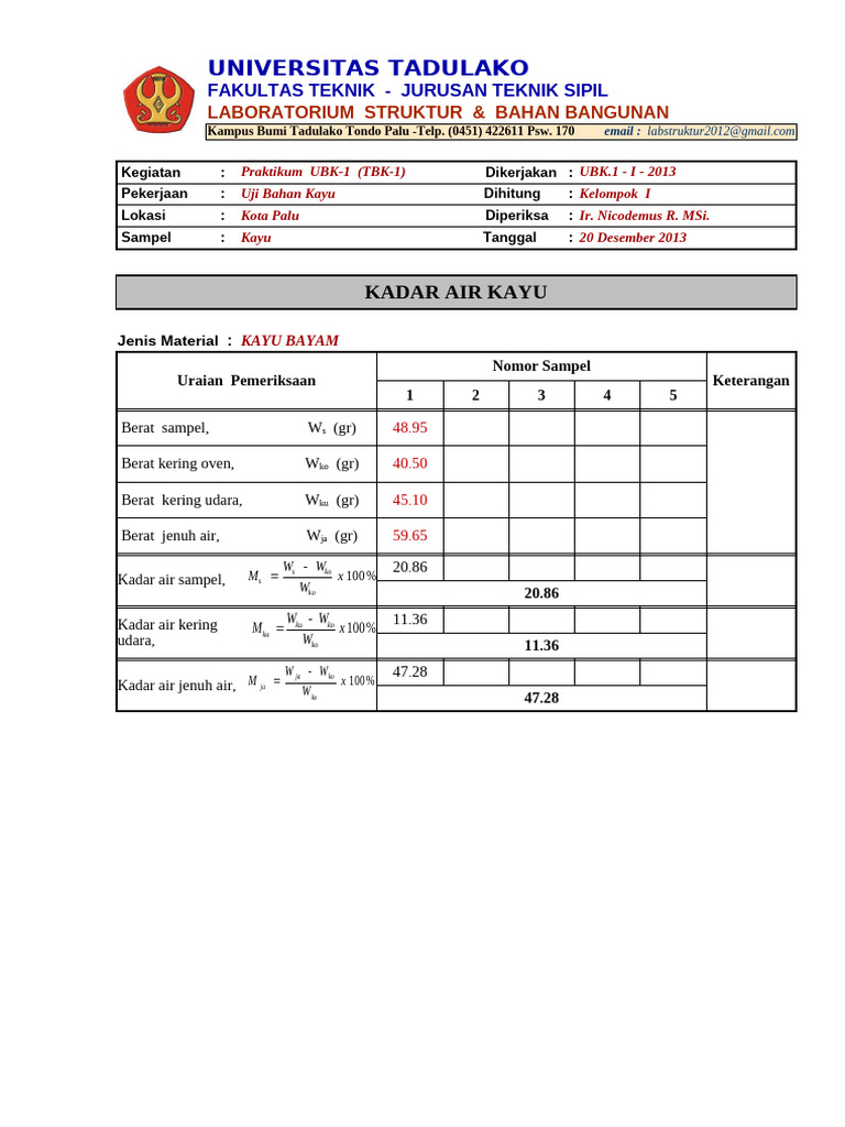 Form Tabel Uji Kayu Baja Pdf