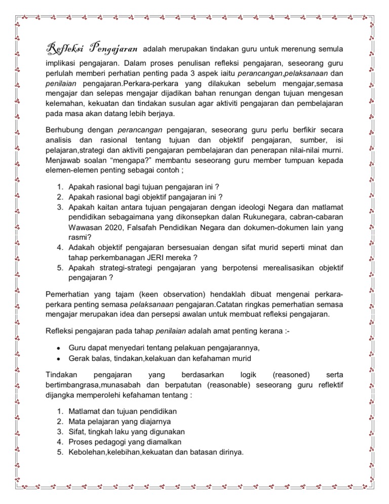 Refleksi Pengajaran Pdf