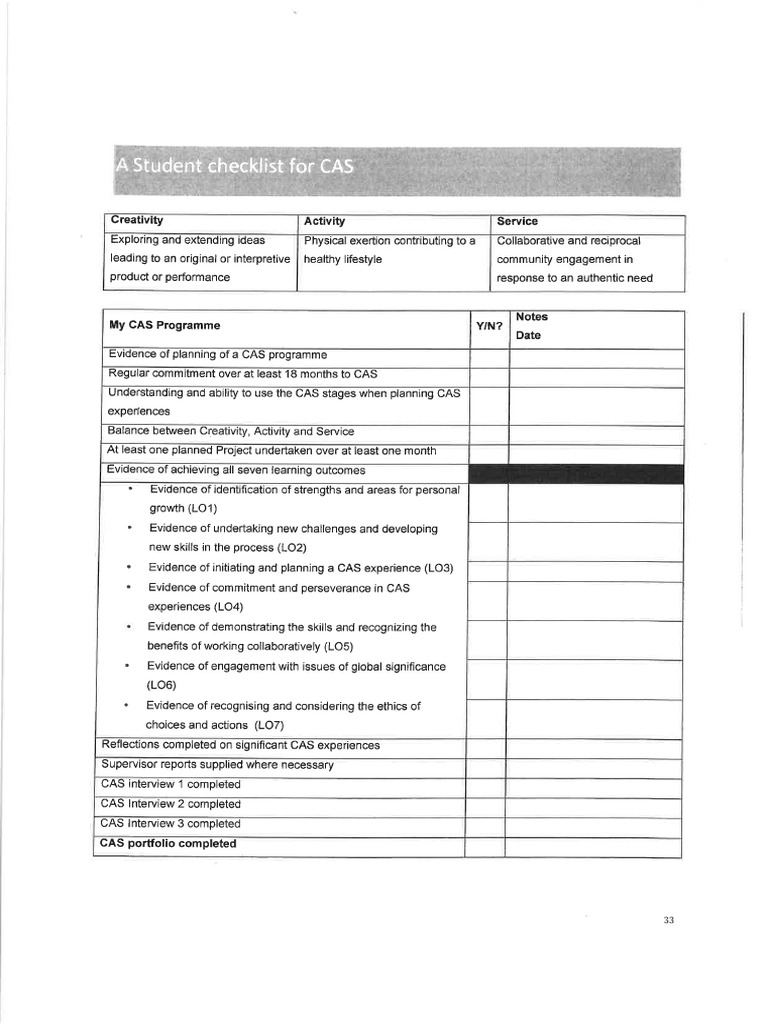 CASstudent Checklist | PDF