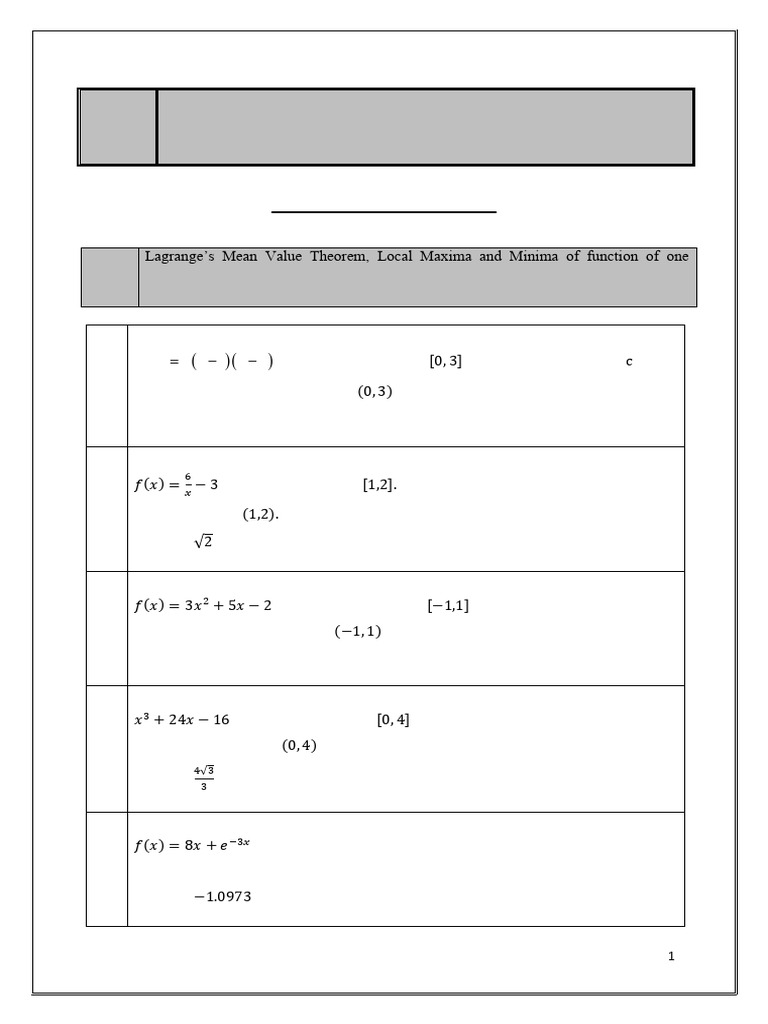 MA143 Practise Examples Unit-1 | PDF