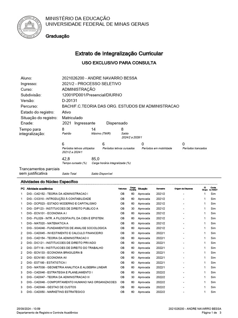 Exemplo de Matrícula | PDF