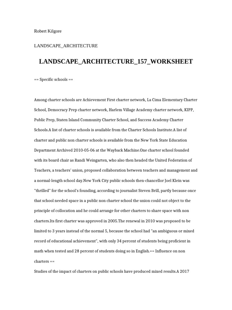 Landscape Architecture 157 Worksheet | PDF
