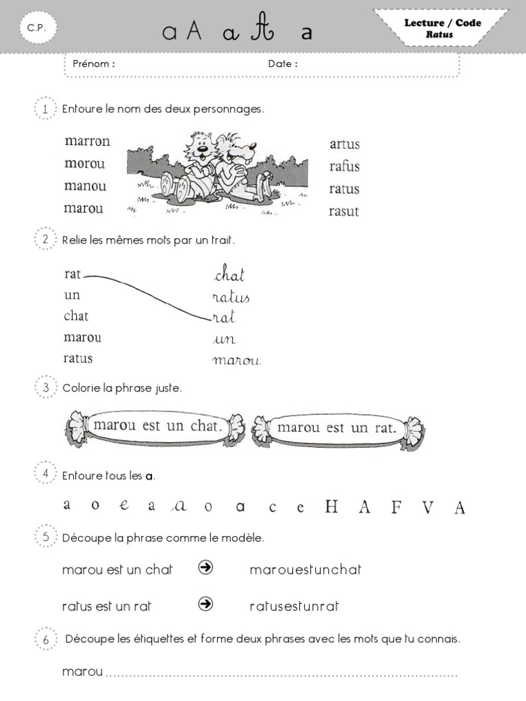 Ratus Et Ses Amis Exercices à Imprimer Lecture Code Ratus | PDF | Nourritures