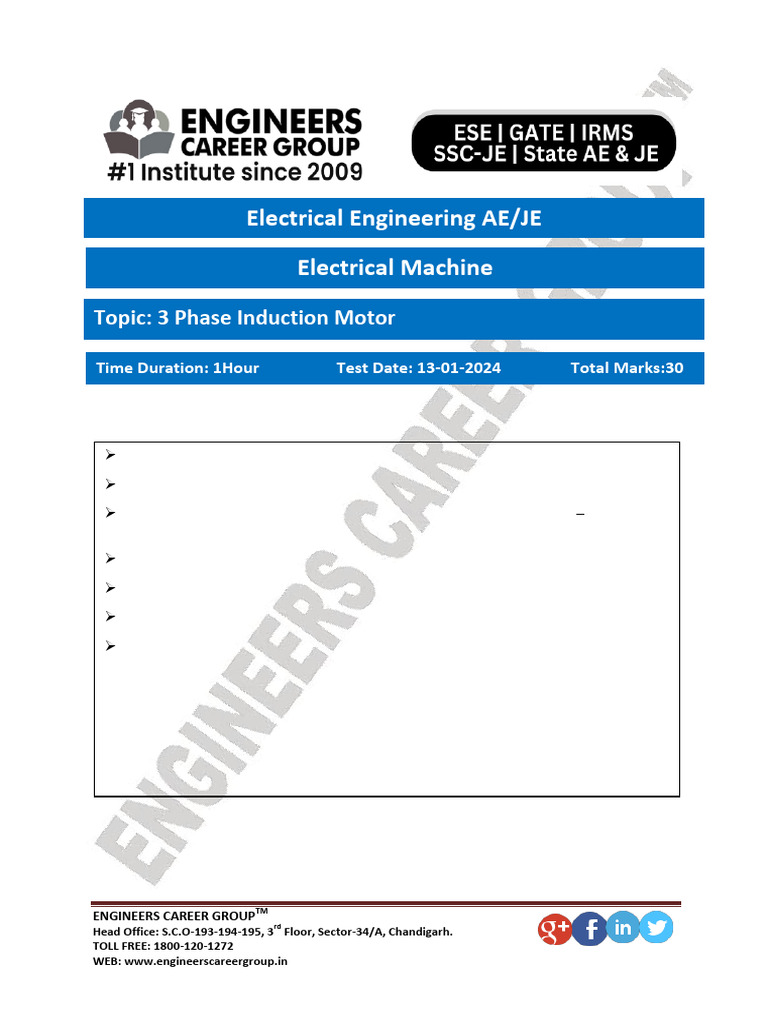 EE AE Machine 3 Phase Induction Motor With Sol 13 01 2024 | PDF
