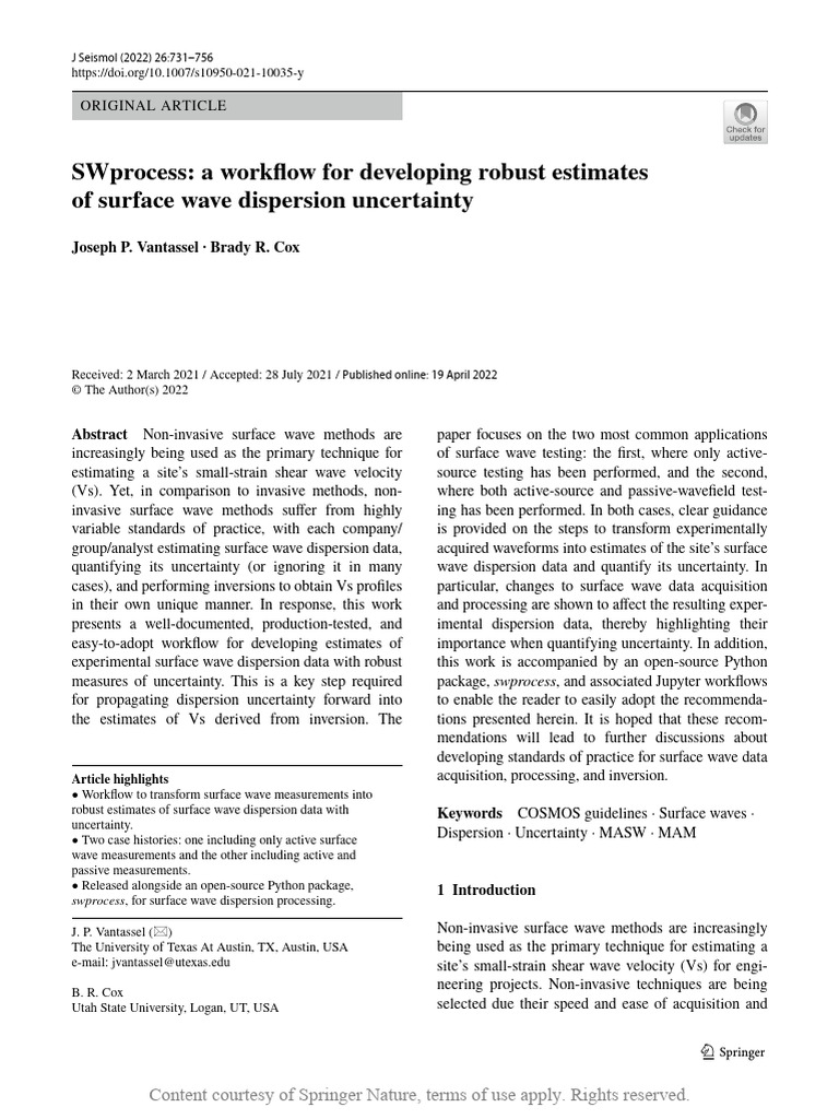 SWprocess A Workflow For Developing Robust Estimat | PDF