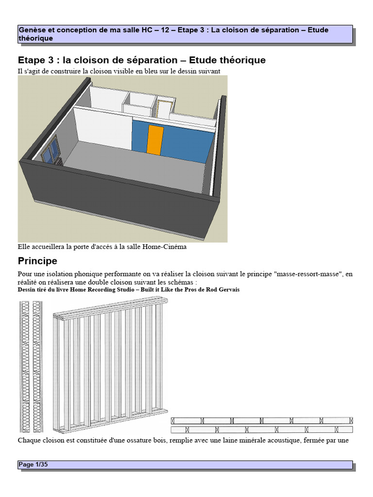 Cloison de séparation en placo BA13 | PDF | Matériaux de construction ...