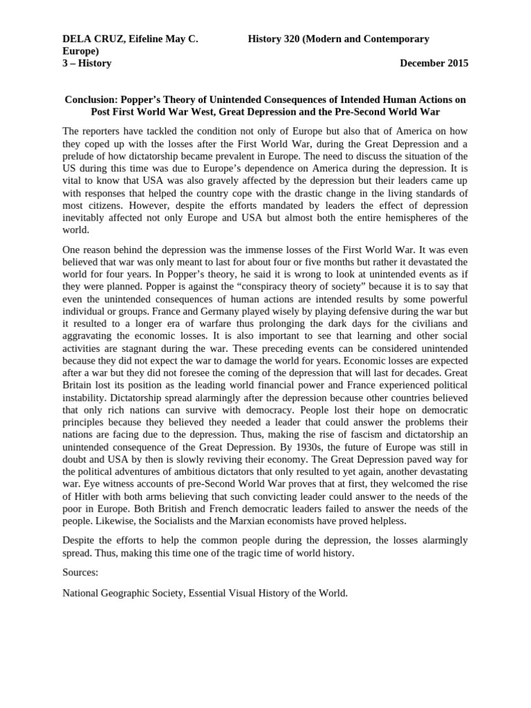 Conclusion - Popper's Theory of Unintended Consequence | PDF