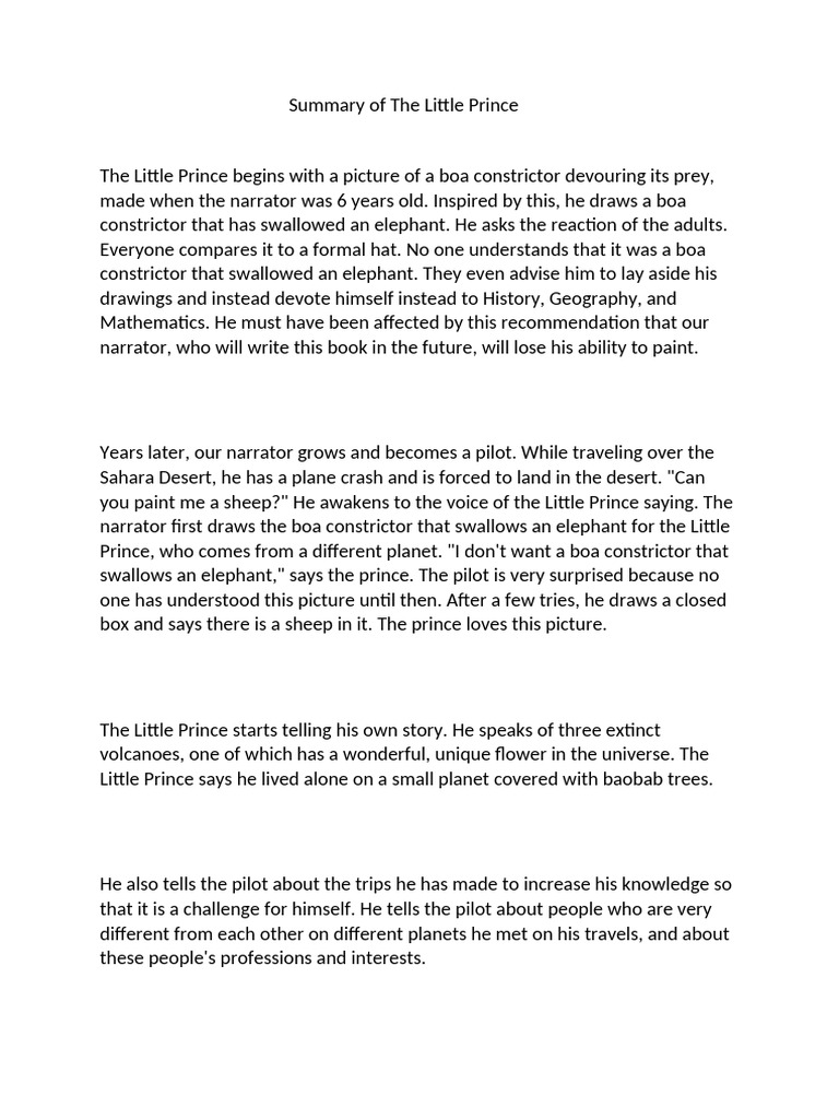 Summary of The Little Prince | PDF