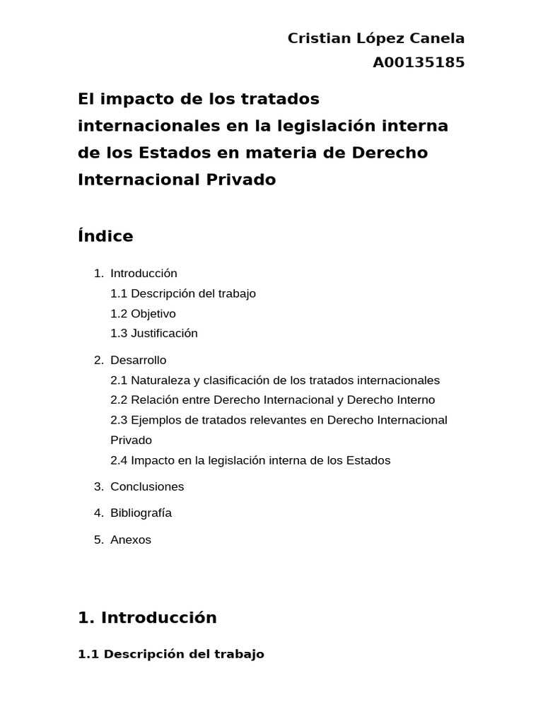 El Impacto de Los Tratados Internacionales en La Legislación Interna de ...