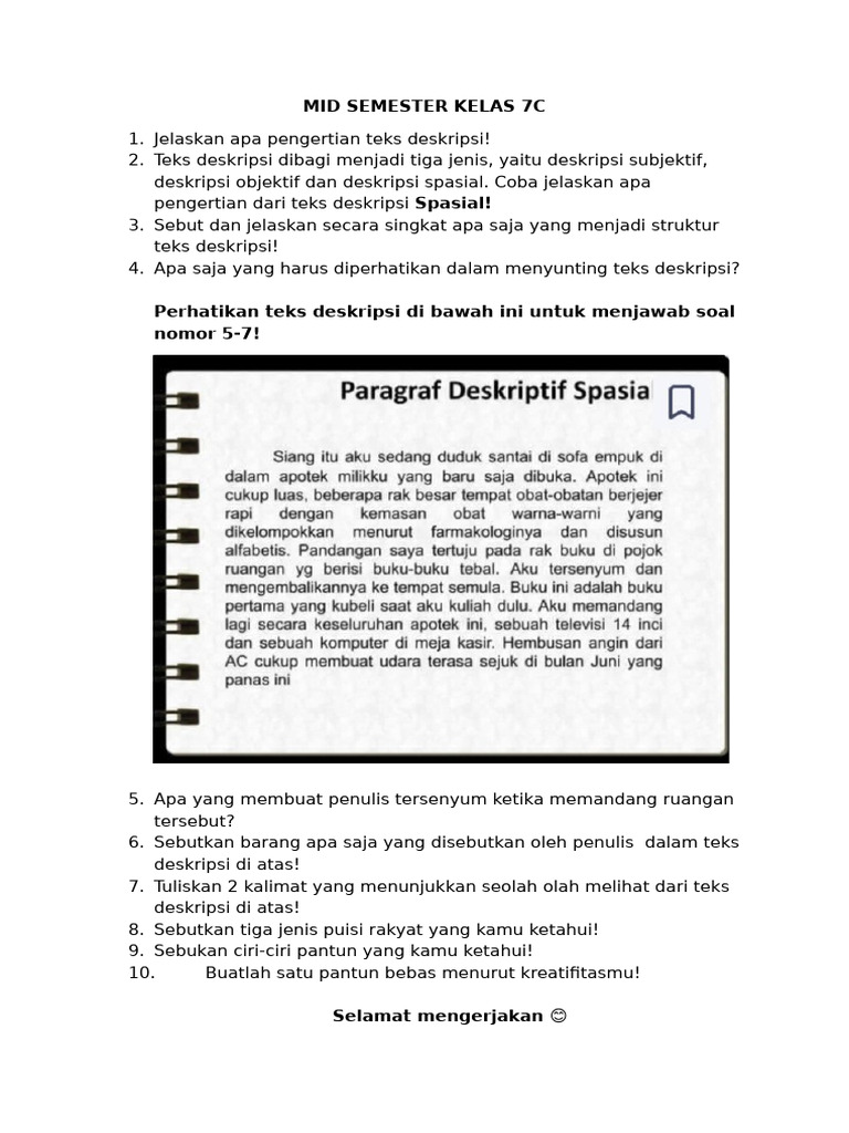 Mid Semester Kelas 7c | PDF