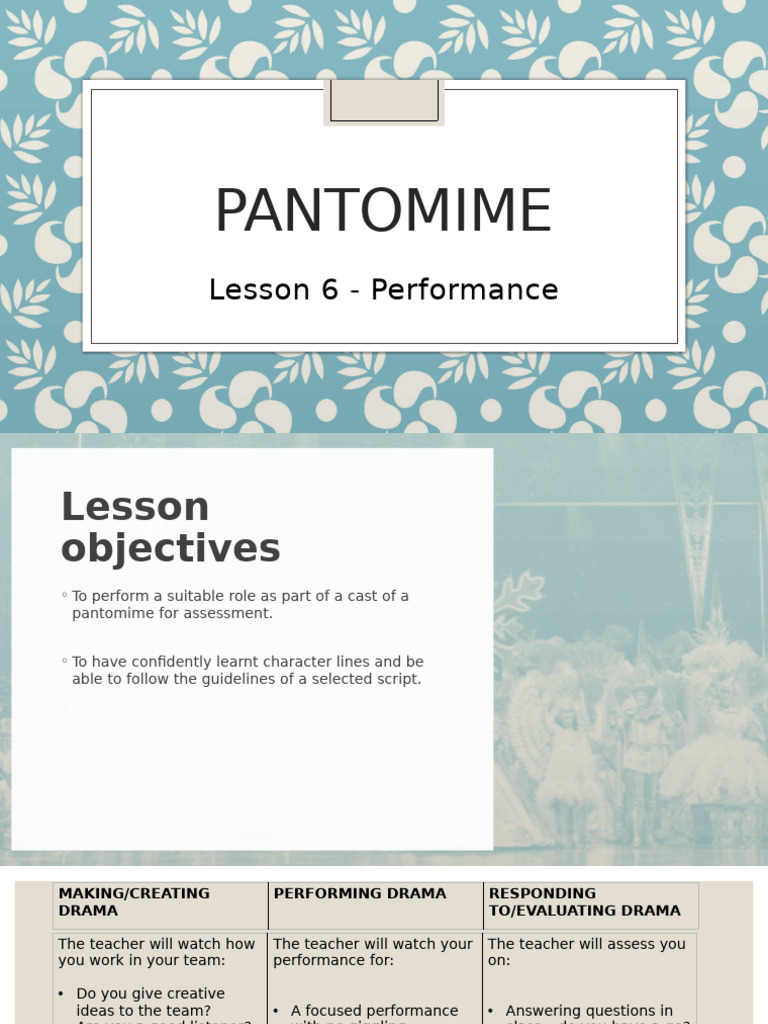 Pantomime Lesson | PDF