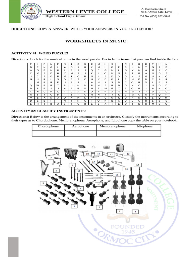 Worksheet in MAPEH 10 | PDF
