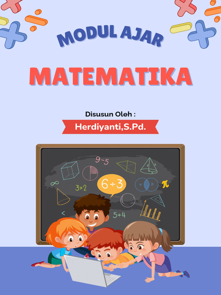 Sampul Buku Modul Ajar Matematika Biru Dan Merah Ilustrasi Sederhana | PDF
