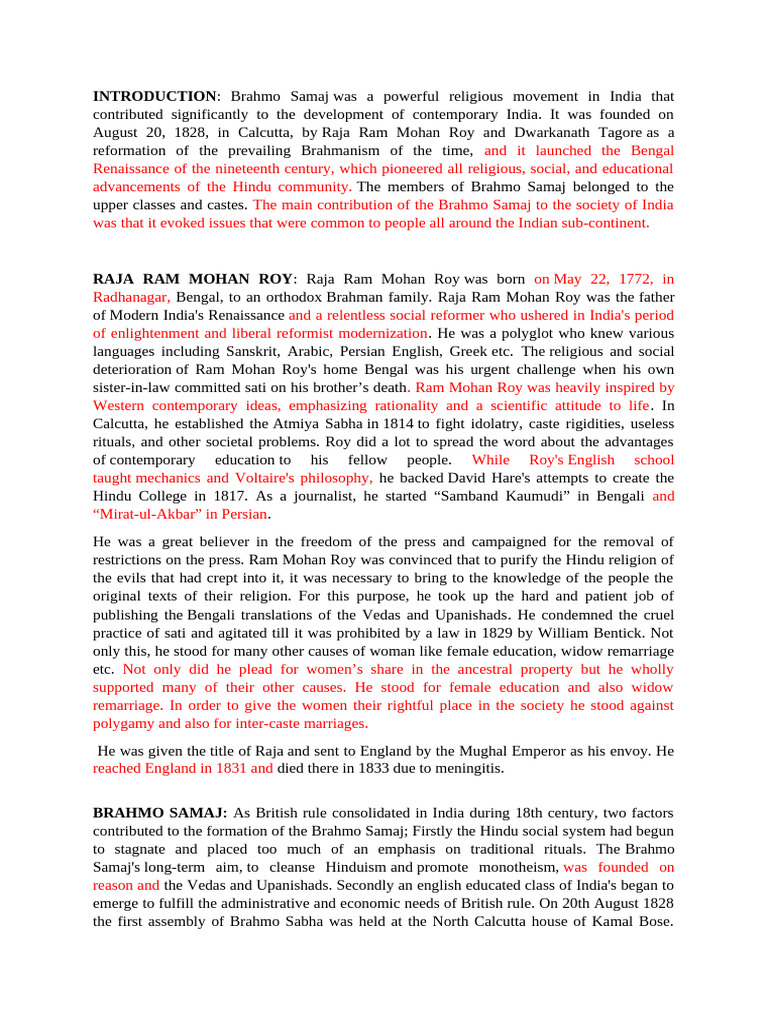 Brahmo Samaj | PDF
