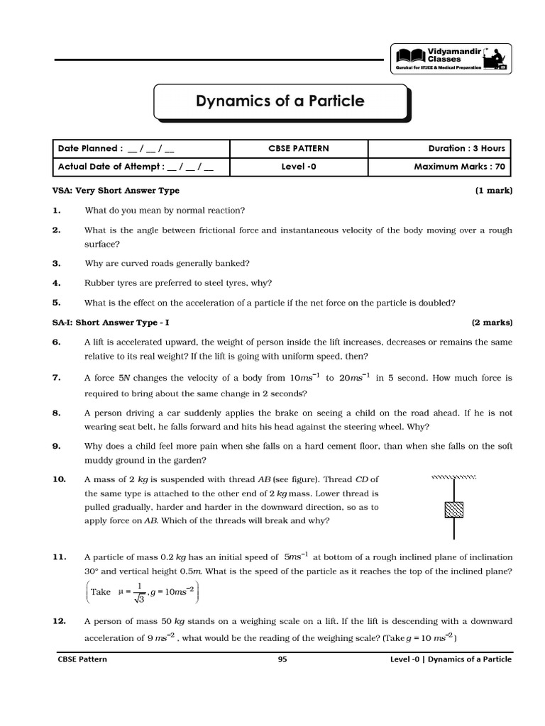 Dynamics Of A Particle Workbook Pdf