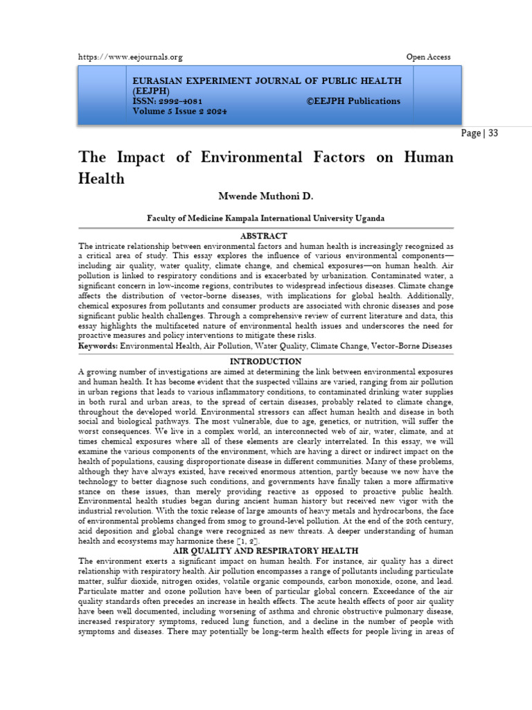 The Impact of Environmental Factors On Human Health (WWW - Kiu.ac - Ug ...