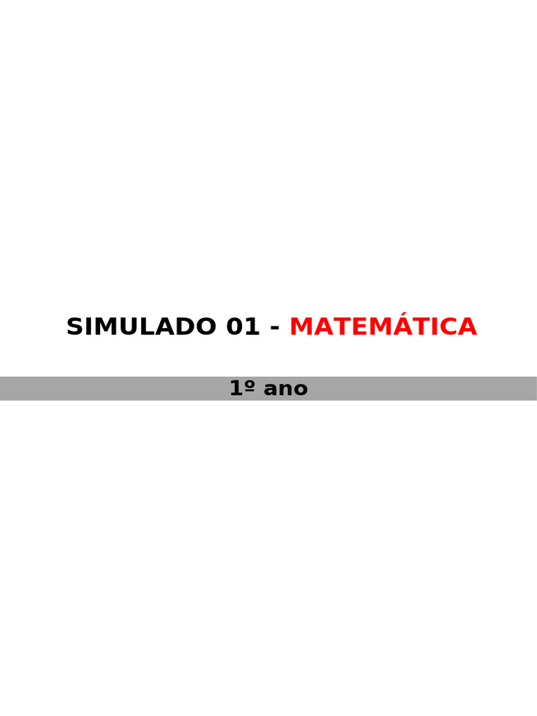 Simulado 01 Matemática 1º Ano Pdf